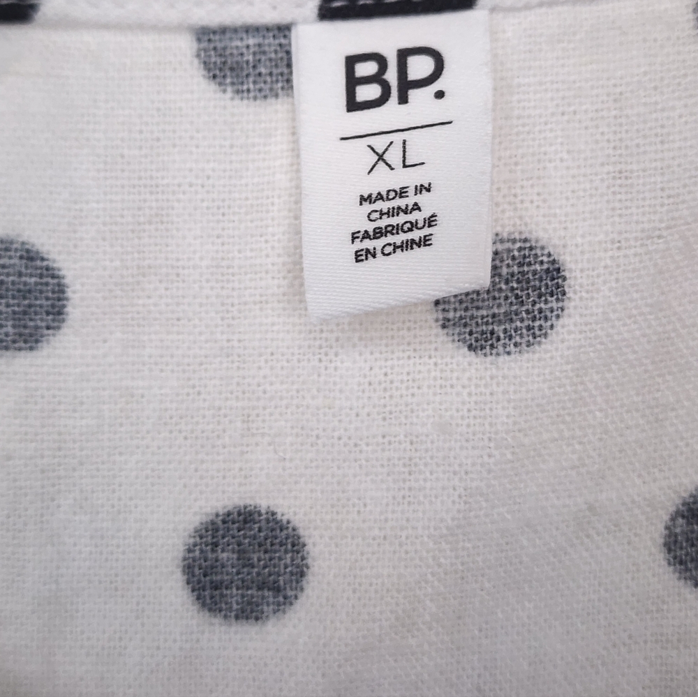 BP. Polka Dot Linen Blend Mini Dress White Black XL Adjustable Straps - Picture 6 of 7